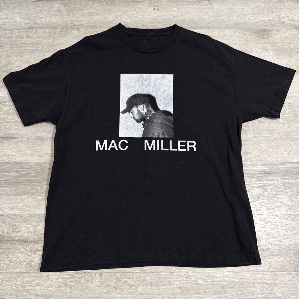 Mac Miller Shirt Black White Portrait Men’s Large Hip Hop Rap Music